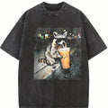 Funny Raccoon Iced Coffee T-Shirt, Trash Panda Coffee Lover Shirt, Vintage Streetwear Graphic Tee, Unisex Shirt, Gift for Men, Gift for Women, Holiday Gift