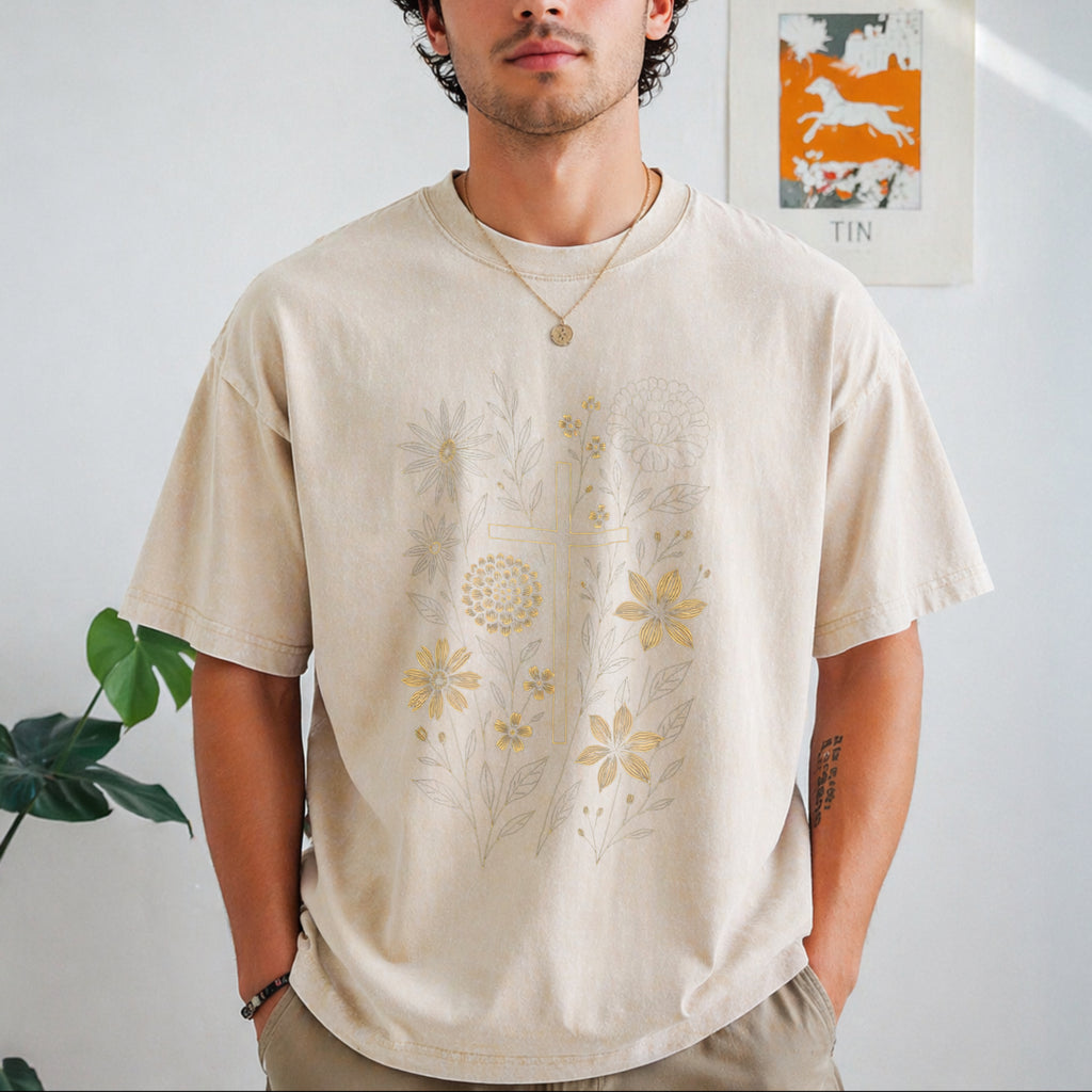 Christian Cross Vintage Washed T-Shirt - product view