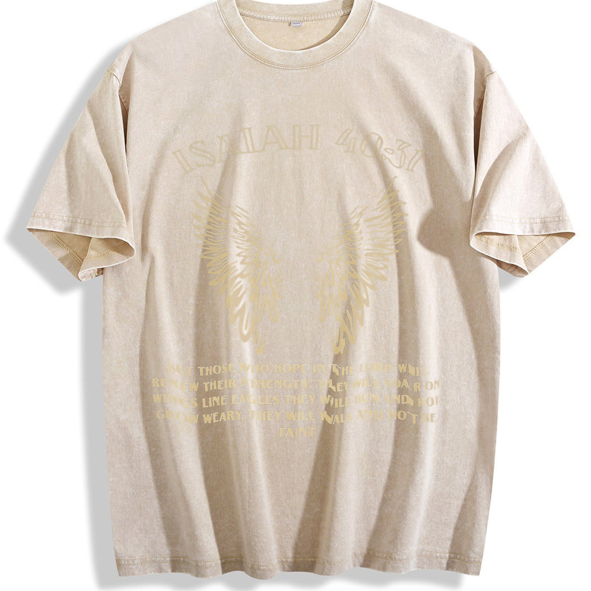 Faith Over Fear Vintage Washed T-Shirt - Beige