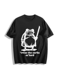Fat Samurai Frog Cotton T-Shirt - Black