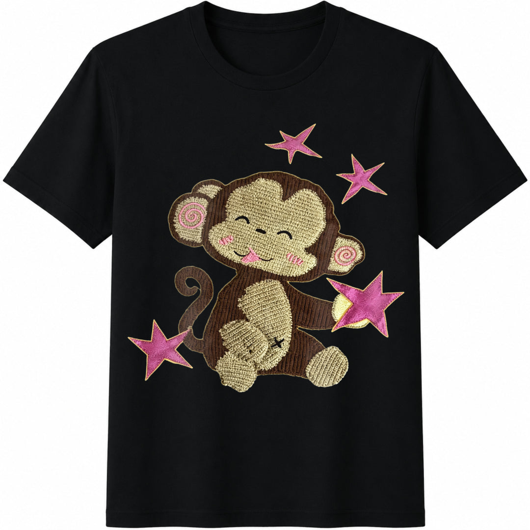 Islasuriya Summer Cartoon Cotton T-Shirt - Black