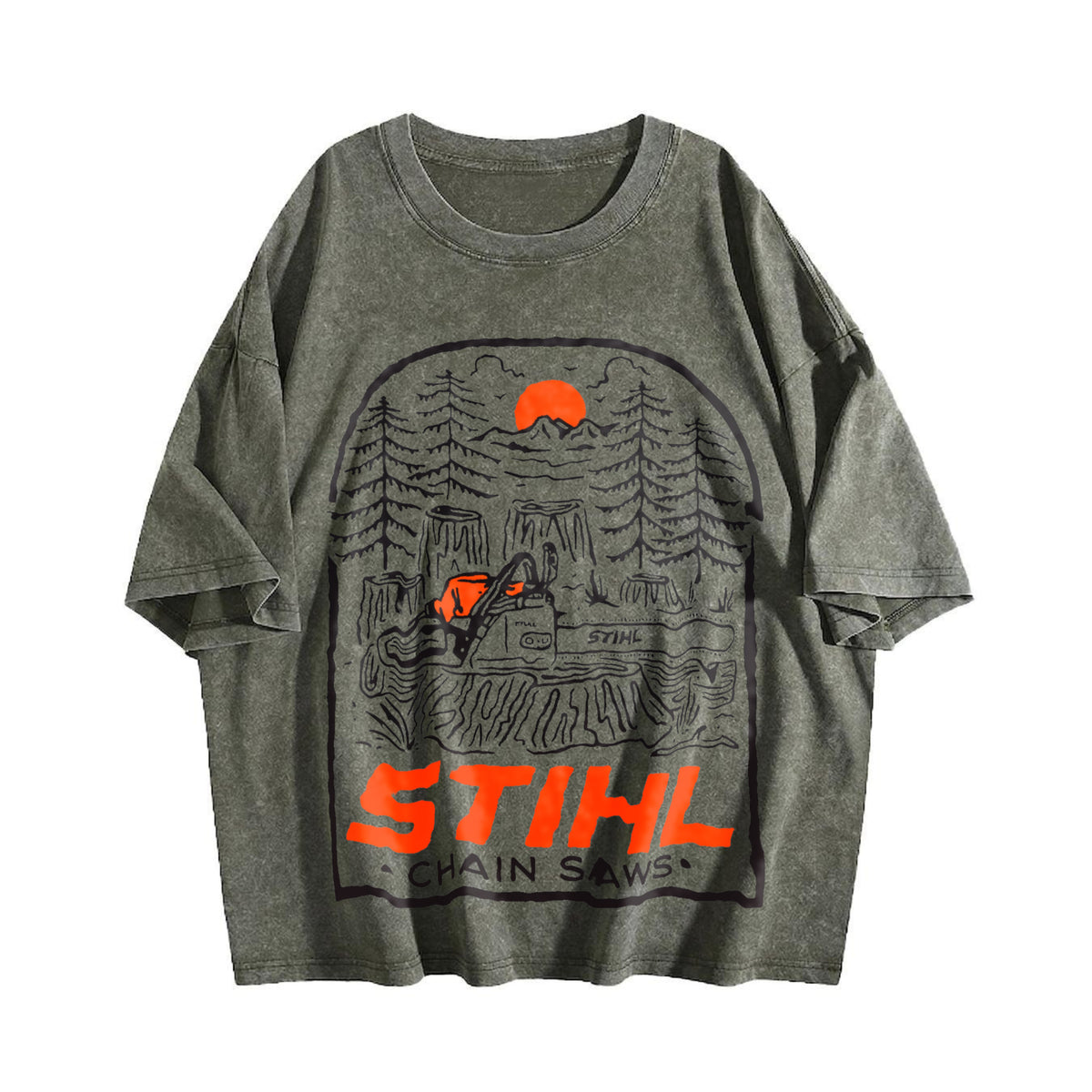 Stihl Chainsaw Forest Vintage Washed T-Shirt - product view