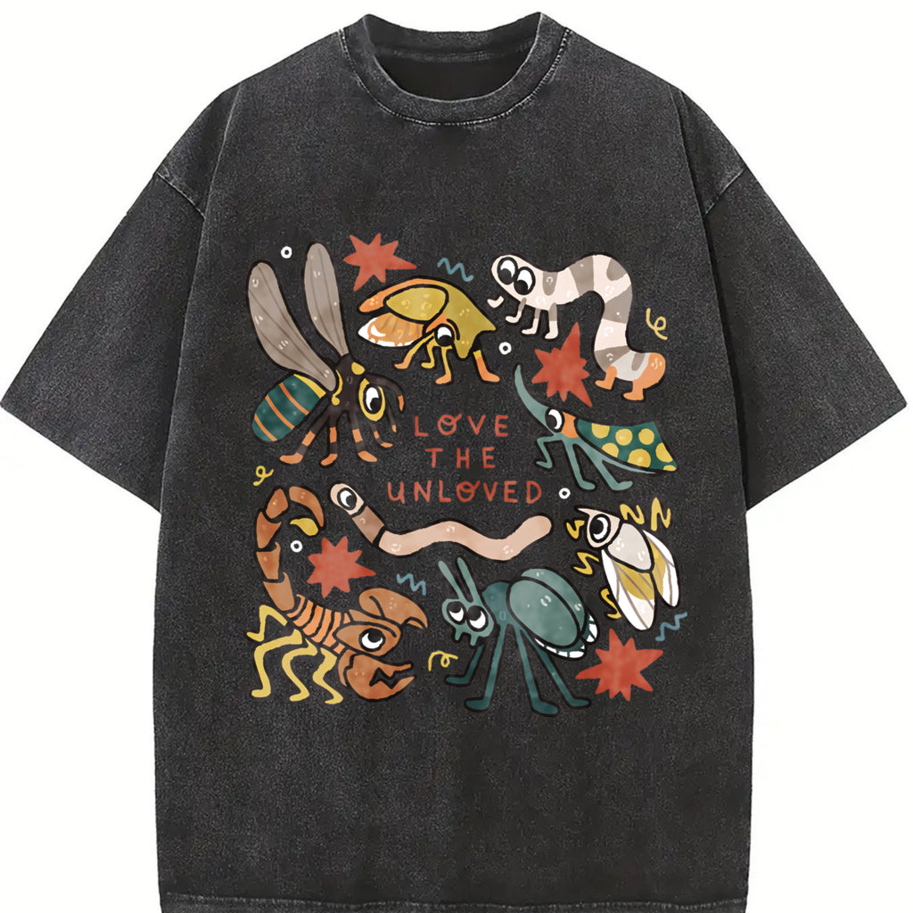 Love The Unloved Insect Lover Shirt S~5XL Oversize Unisex Washed T-Shirt for Women and Men's Unisex Fit Batik Cotton Oversize Streetwear Menswear  Super Soft Pre-Shrunk