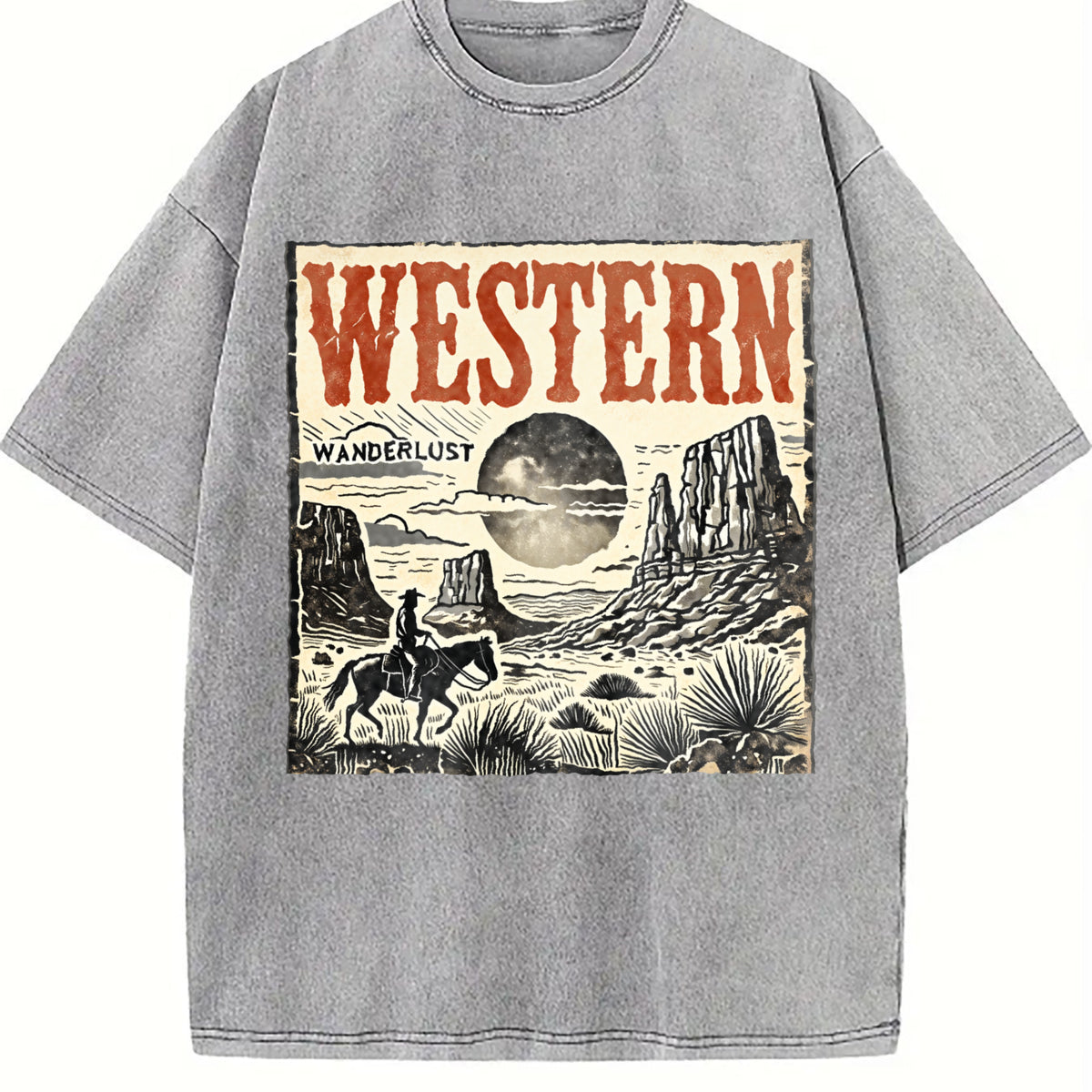 Western Wanderlust 90s Vintage Washed T-Shirt - product view