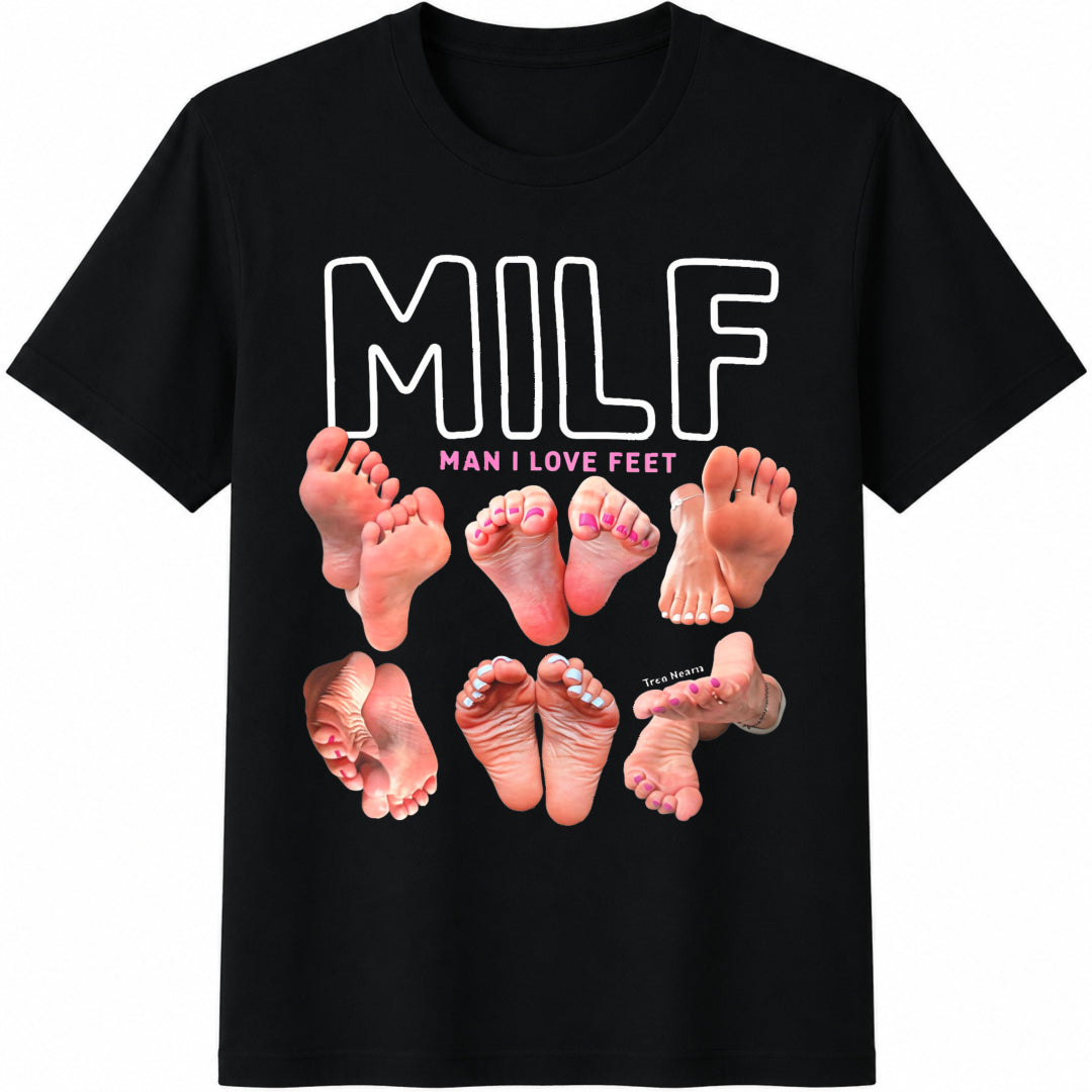 Funny 'man I Love Feet' Parody : Gag Cotton T-Shirt - Black