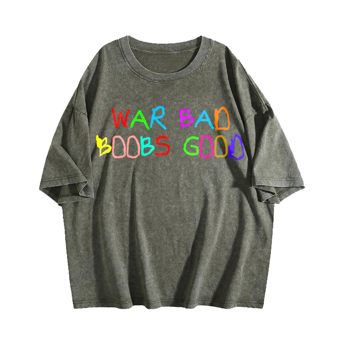 Funny War Bad Boobs Good Vintage Washed T-Shirt - product view