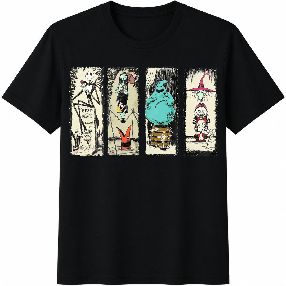 Haunted Mansion The Nightmare Before Christmas Halloween Cotton T-Shirt - Black