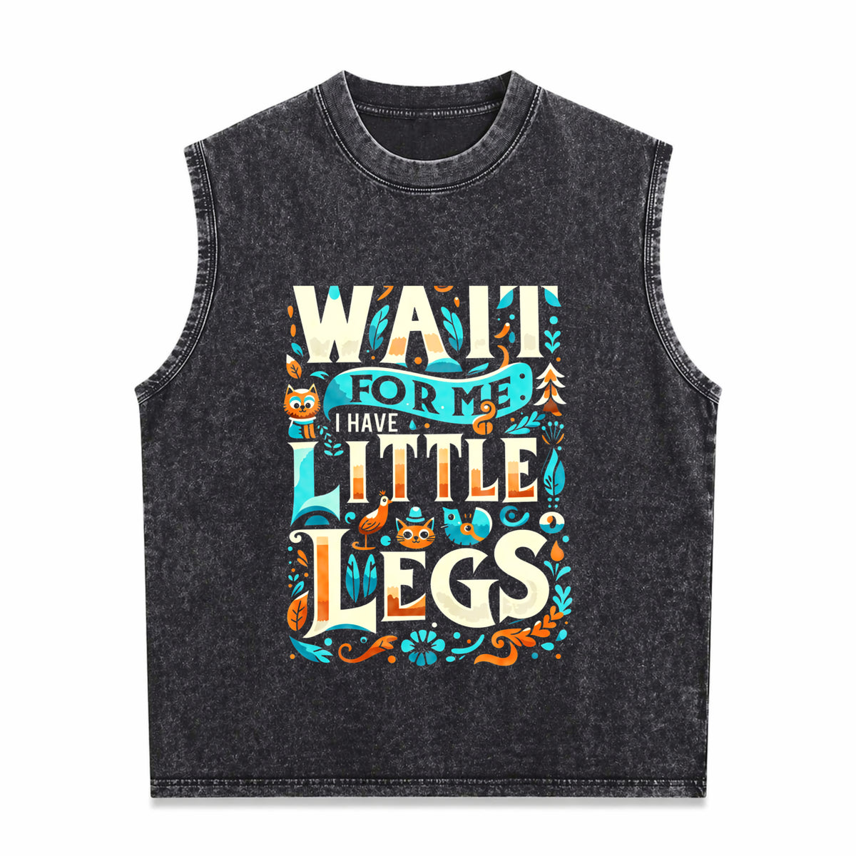 Cozy 'wait For Me I Have Little Legs' For Short Guys Men's Washed Tank Top - Black