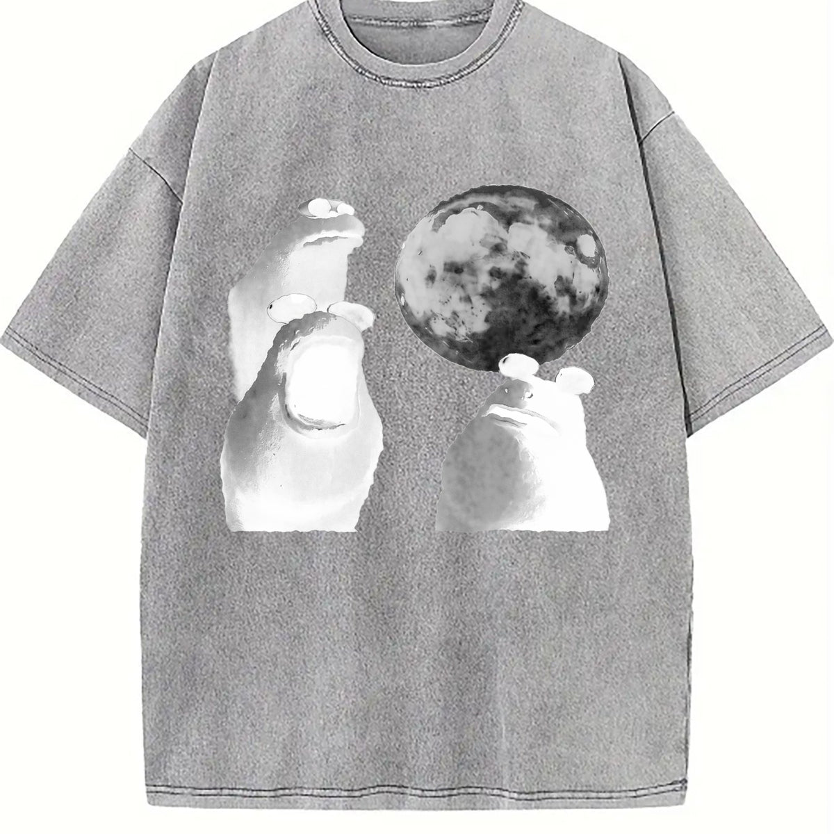 Viral Moon Frog Meme Vintage Washed T-Shirt - product view