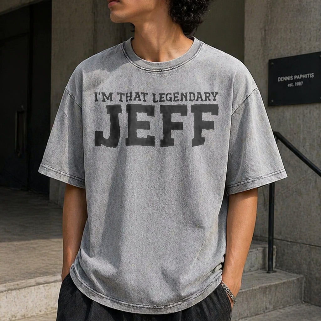 Jeff Personal Name First Name Funny Jeff Vintage Washed T-Shirt - product view