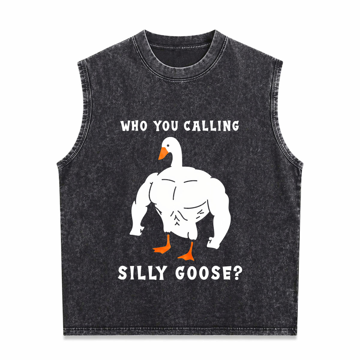 Silly Goose Funny Gym Meme Men's Washed Tank Top - Black
