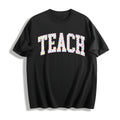 Checkered Teach Cotton T-Shirt - Black