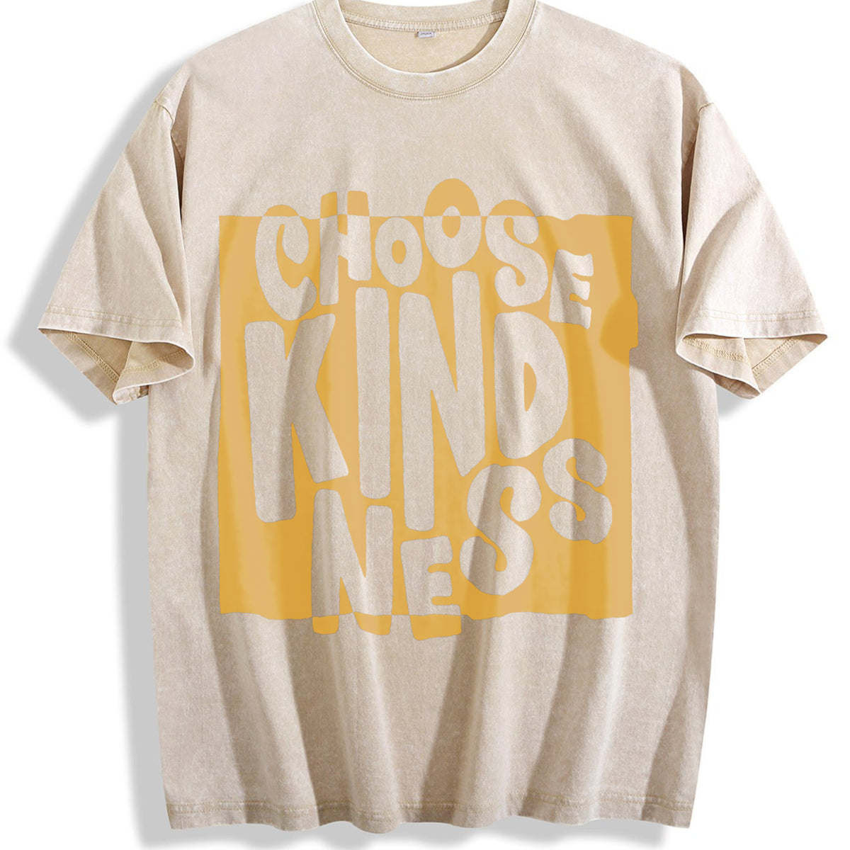 Choose Kindness Statement Vintage Washed T-Shirt - Beige
