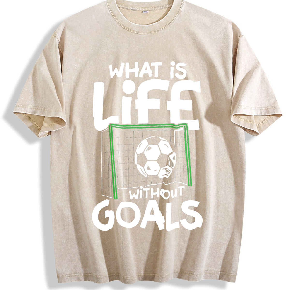 Global Soccer Fan Vintage Washed T-Shirt - Beige