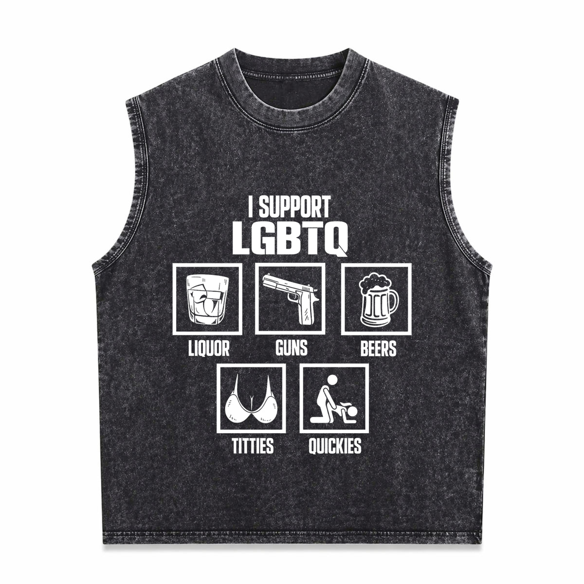 I Support Lgbtq Men's Washed Tank Top - Black