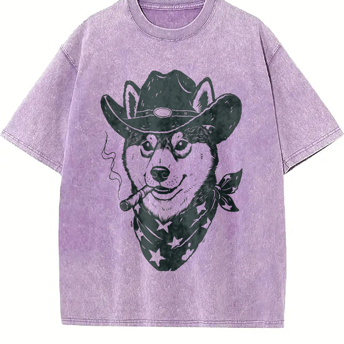 Smoking Cowboy Shiba Inu Vintage Washed T-Shirt - product view