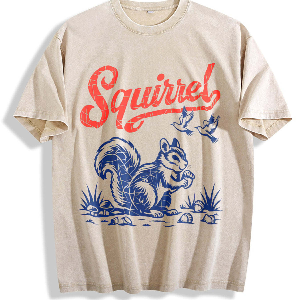 Squirrel Ringer Vintage Washed T-Shirt - Beige