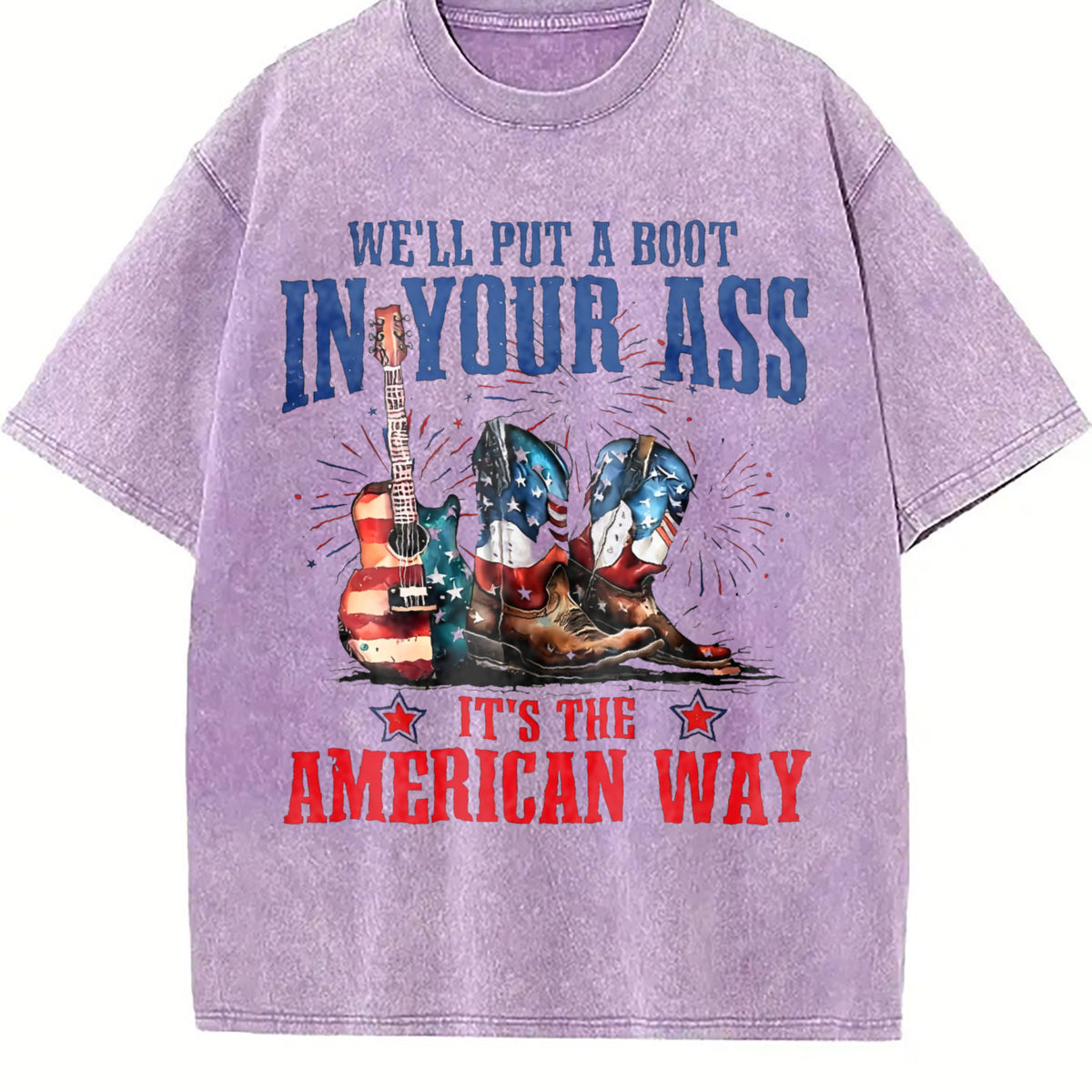 It's The American Way Cowboy Boot Guitar Vintage Washed T-Shirt - product view