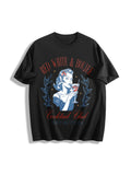 Red White Boujee Cotton T-Shirt - Black