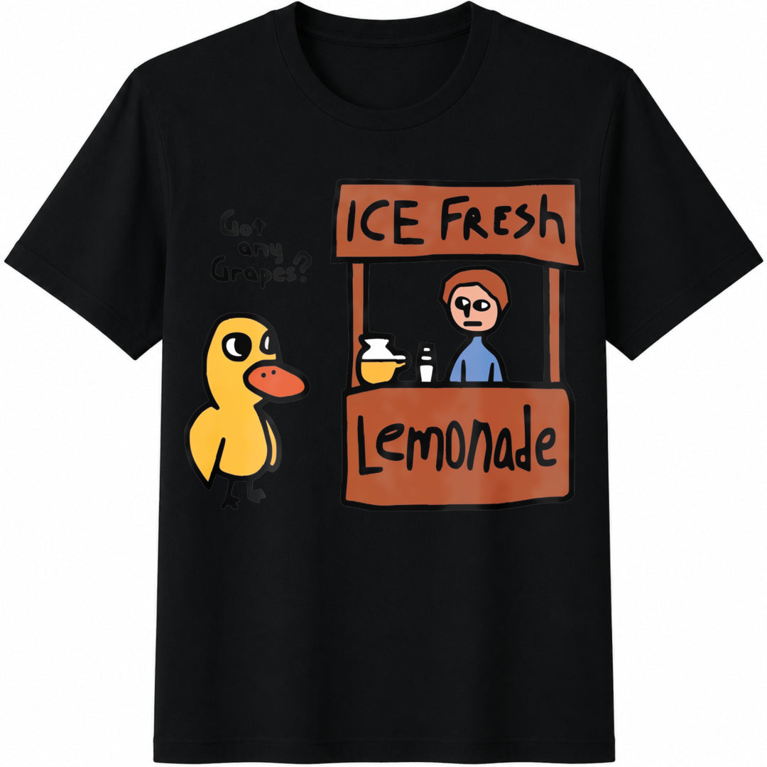 Got Any Grapes The Duck Song Funny Duck Ice Fresh Lemonade Cotton T-Shirt - Black