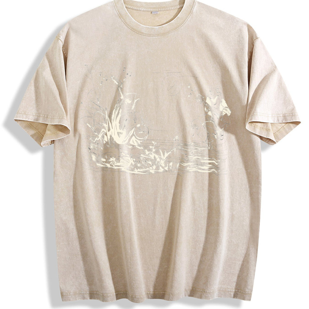 Frog Musicians 90s Vintage Washed T-Shirt - Beige