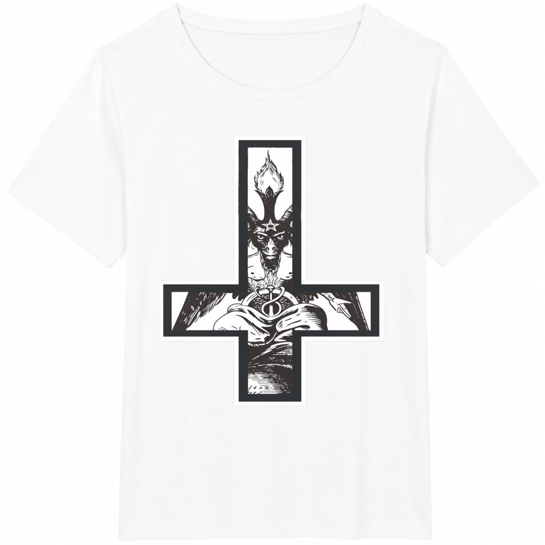 Baphomet Inverted Cross Occult Satanism Hail Satan Cotton T-Shirt - product view
