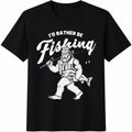Bigfoot Fishing Cotton T-Shirt - Black