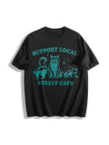 Support Your Local Cats Cotton T-Shirt - Black