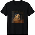 Funny Dog Drinking Beer Cotton T-Shirt - Black