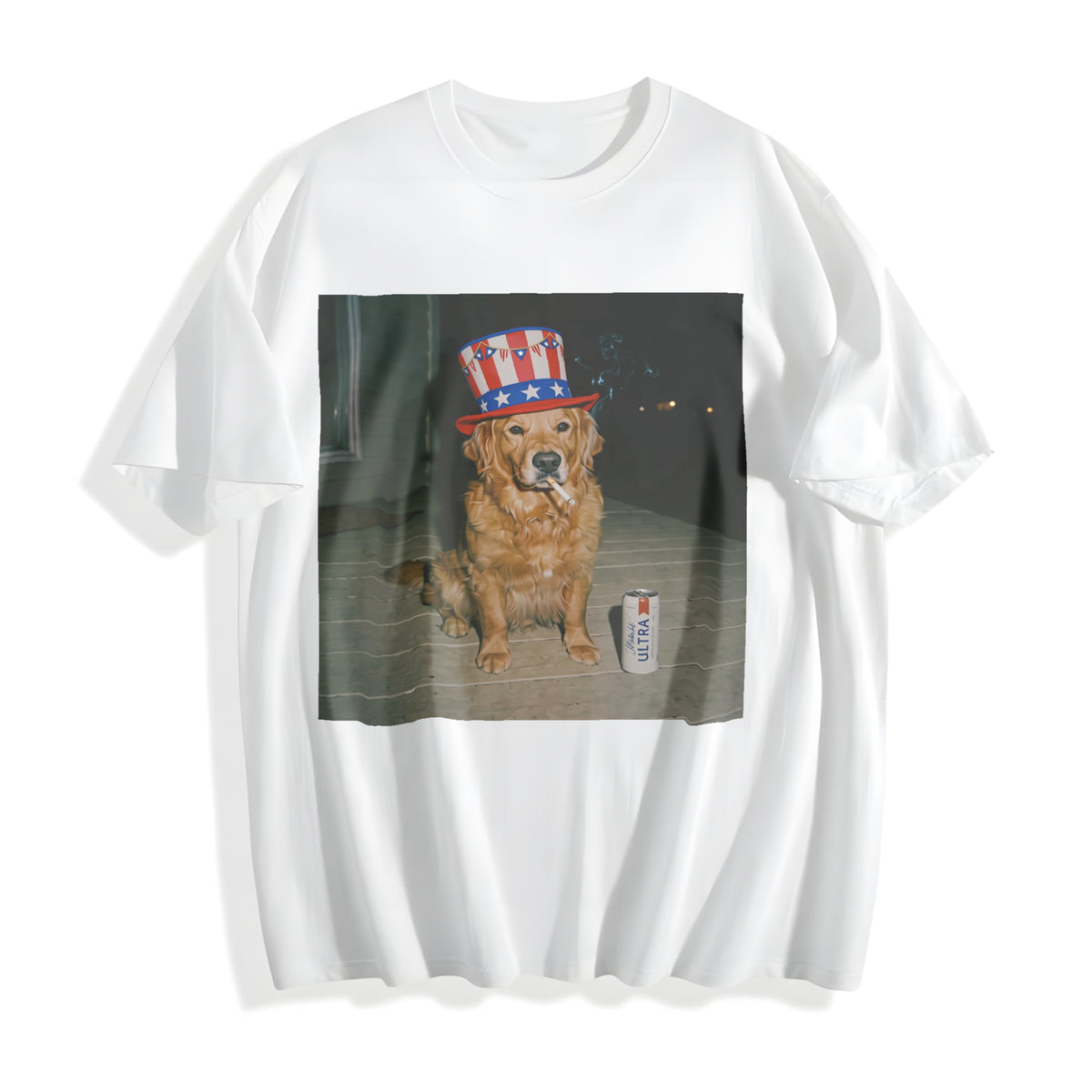 Funny Patriotic Dog Cotton T-Shirt - product view