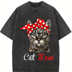 100% Cotton Unisex Funny Cat Mom Shirt for Cat Lovers-Mothers Day Gift T-Shirt Casual Top