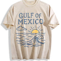 Gulf Of Mexico Sunset Waves Vintage Washed T-Shirt - Beige