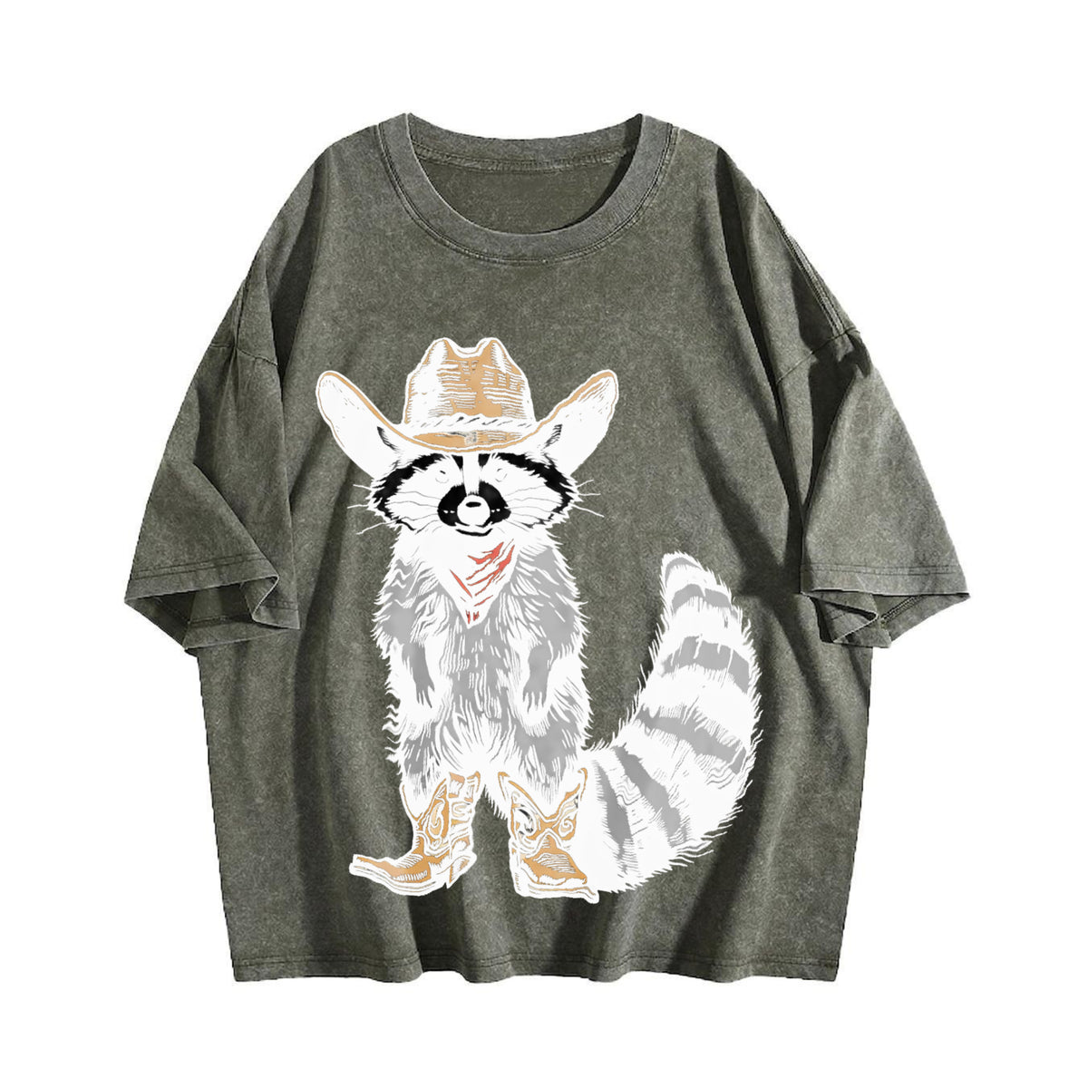 Raccoon Cowboy Vintage Washed T-Shirt - product view