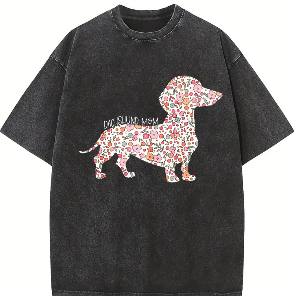 Comfort Colors Floral Dachshund Shirt, Wiener Dog Tshirt, Gift for Dachshund Mom Shirt, Dachshund Mama Gift, Weenie Dog Owner Tee