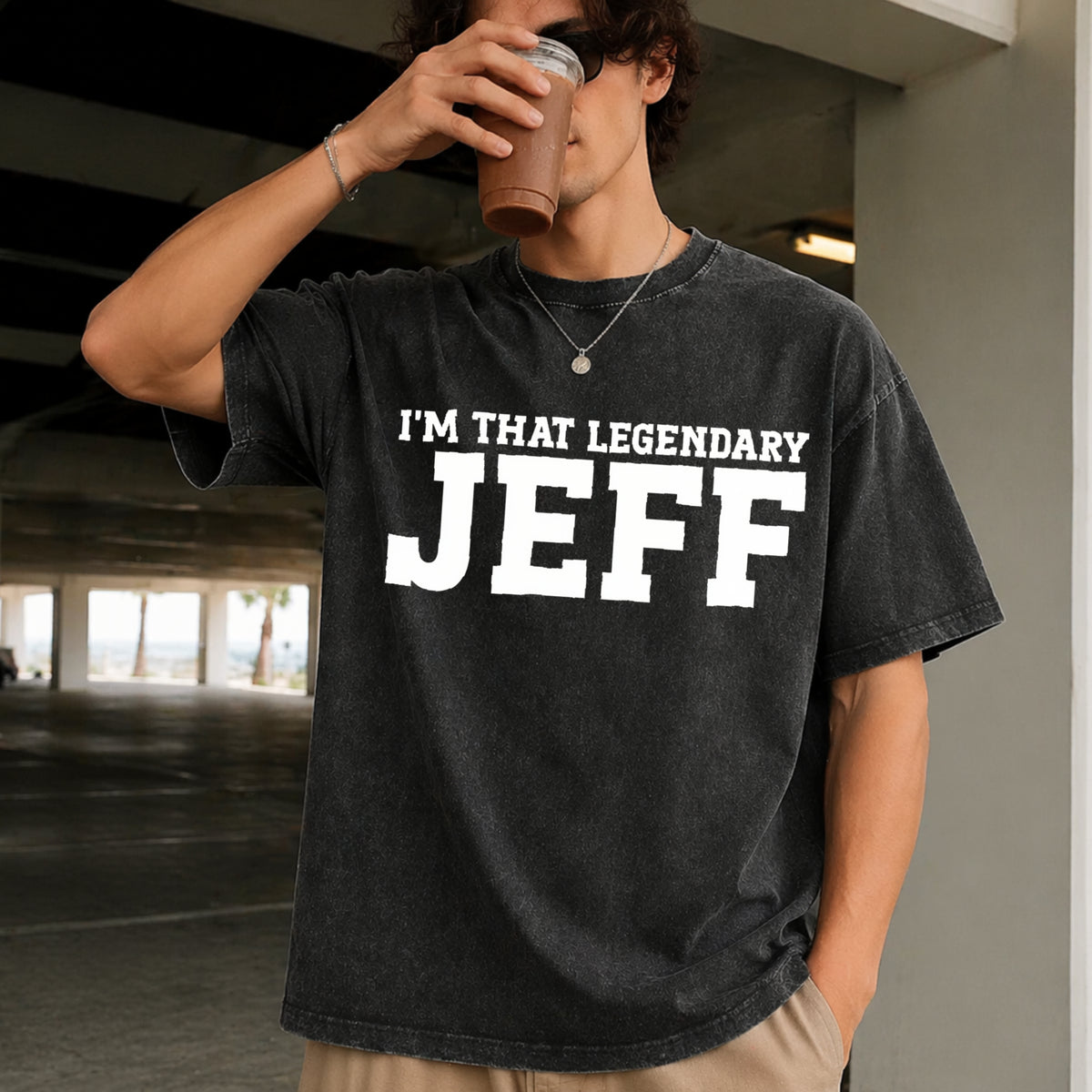Jeff Personal Name First Name Funny Jeff Vintage Washed T-Shirt - product view
