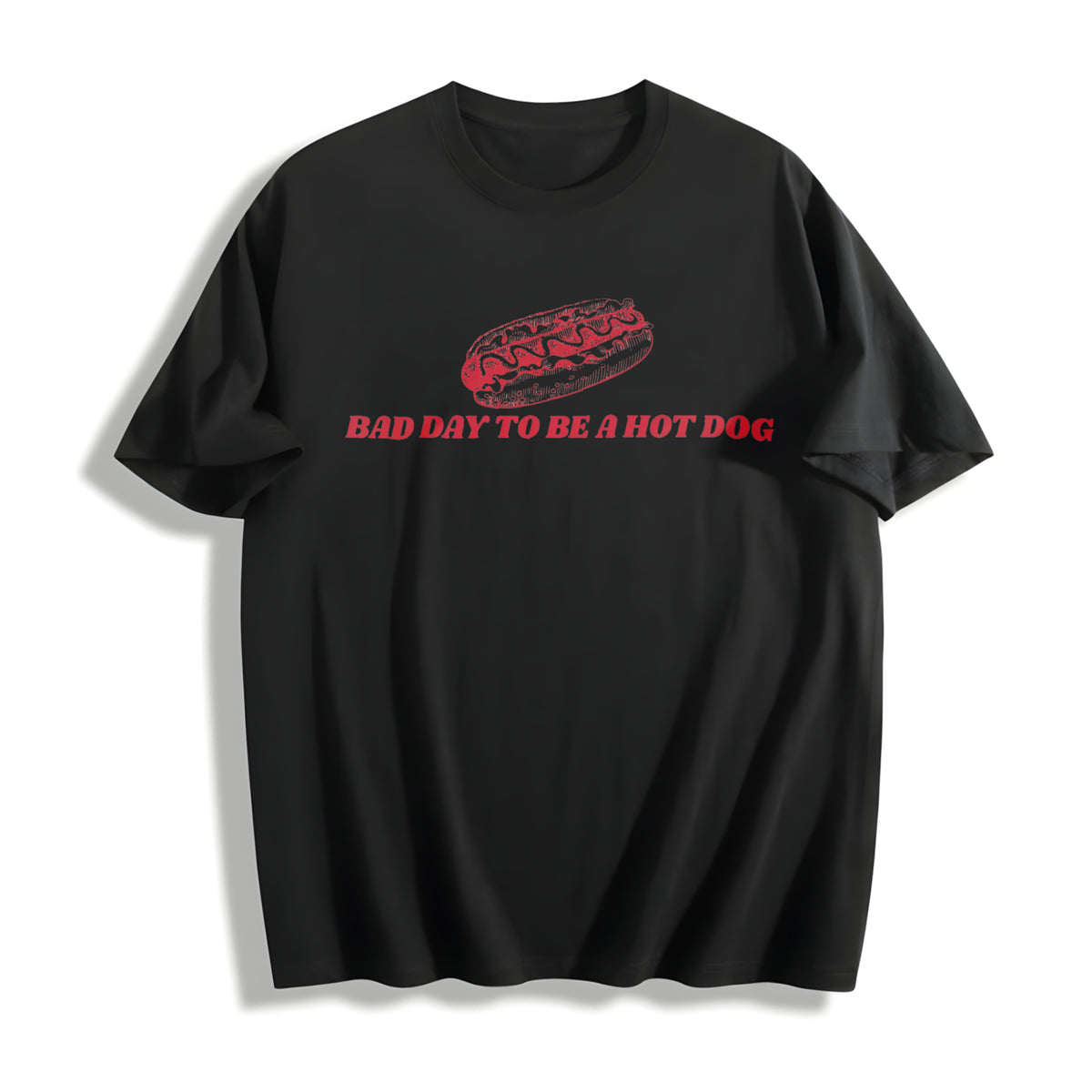 Bad Day To Be A Hot Dog Hot Dog 4th Of July Funny Hotdog Cotton T-Shirt - Black