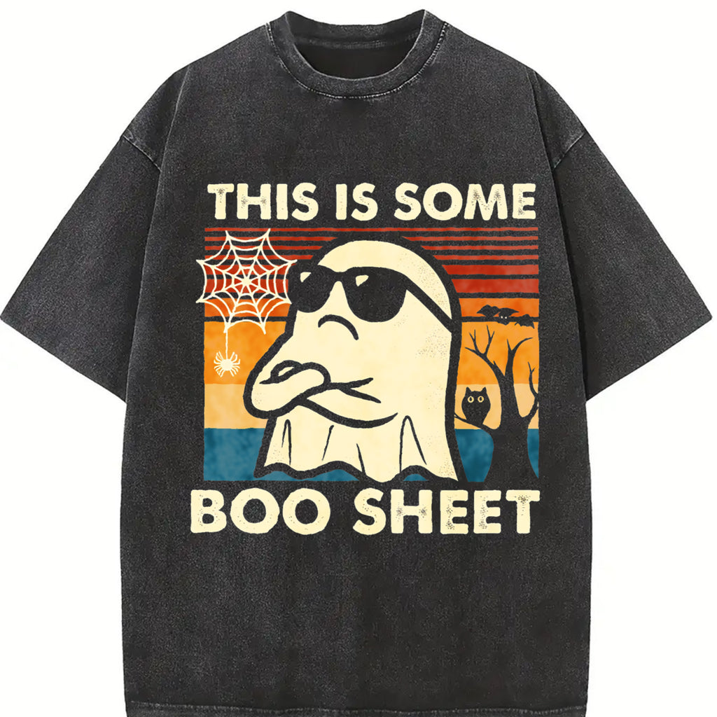 Funny Halloween Shirts For Men, This is Some Boo Sheet Ghost Retro Funny Halloween Men Women T-Shirt Menswear - Available from size S to 5XL Black-Hoodie-front Black-Sweatshirt-front