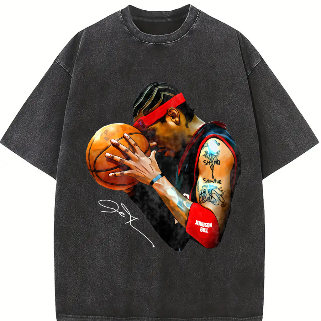 AI The Answer 90's Basketball Vintage Streetwear Style T-Shirt Crewneck Cotton Menswear Top