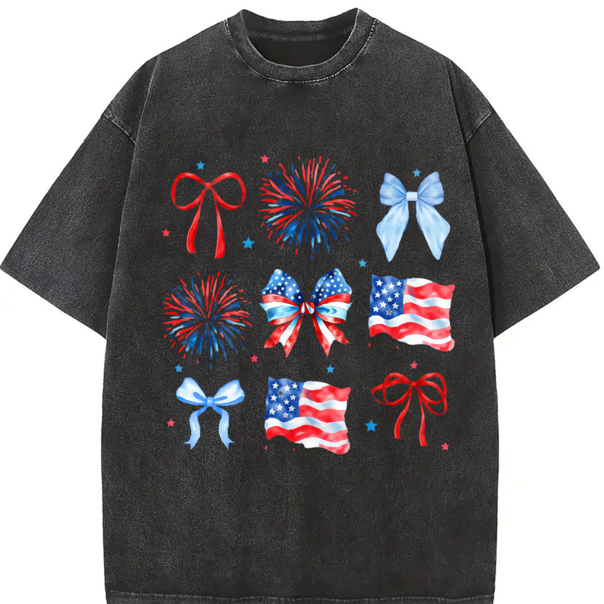 Comfort Colors USA Coquette Bow Shirt, Retro America Shirt, 4th of July Soft Cotton, Casual Graphic Design, Suitable for Men and Women