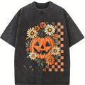 Retro Floral Pumpkin Shirt, Funny Pumpkin Halloween Tee, Preppy Halloween Tshirt, Halloween Pumpkin Spooky Season, Checkered Design