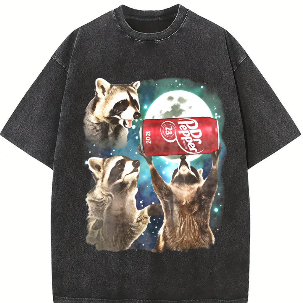 Three Raccoons Dr Pepper Comfort Color T-shirts, Funny Meme Genz Dank Raccoons, Raccoon Lovers, Top Menswear Womenswear Streetwear Tee