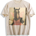 Patterned Vintage Washed T-Shirt - Beige