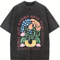 Girls Just Wanna Have Fundamental Human Rights Tee Oversize Unisex Washed T-Shirt for Women and Men's Unisex Fit Batik Cotton Oversize Streetwear Menswear  Super Soft Pre-Shrunk