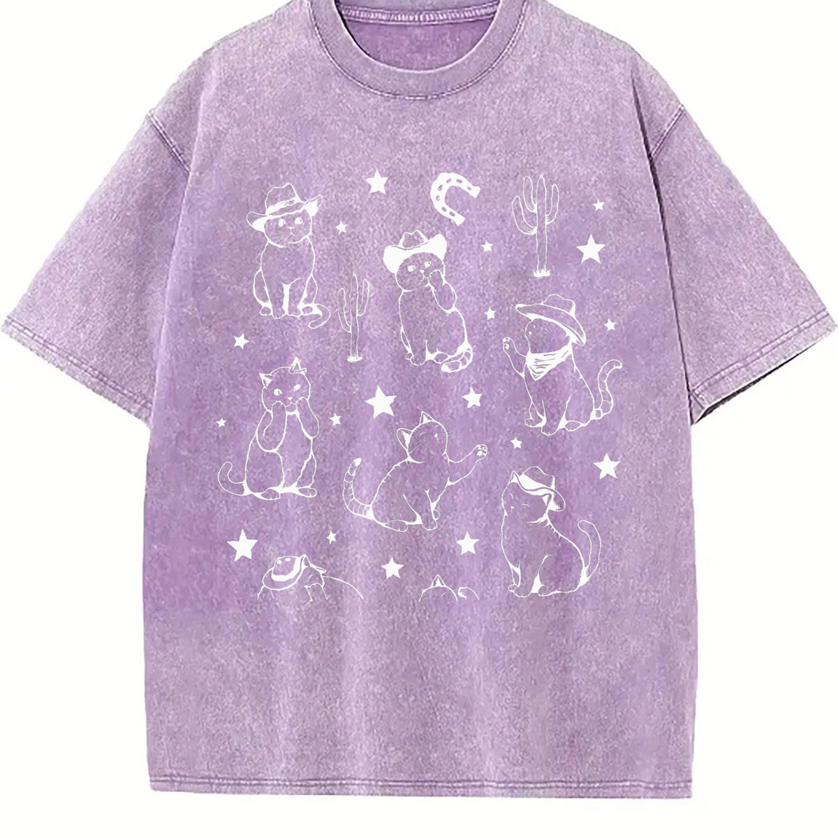 Cowboy Cats And Kittens Western Cowboy Vintage Washed T-Shirt - product view