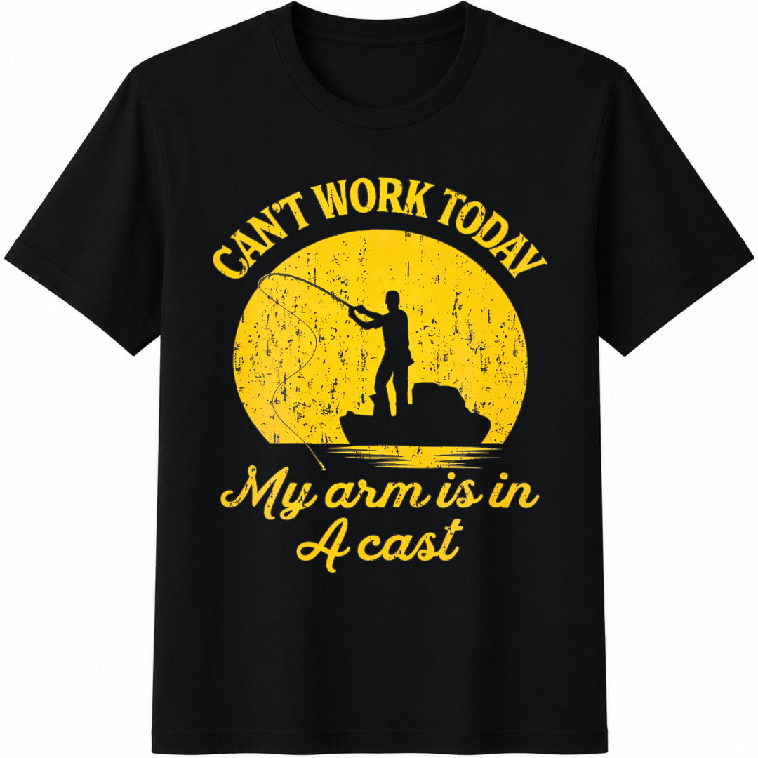 Funny Fishing Cotton T-Shirt - Black