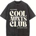 Women's Cool Aunts Club Letter Print Round Neck Tee, Casual Short Sleeve Crew Neck T-shirt for Daily Wear, Ladies Summer Sleepwear, Top, Casual Style Tee