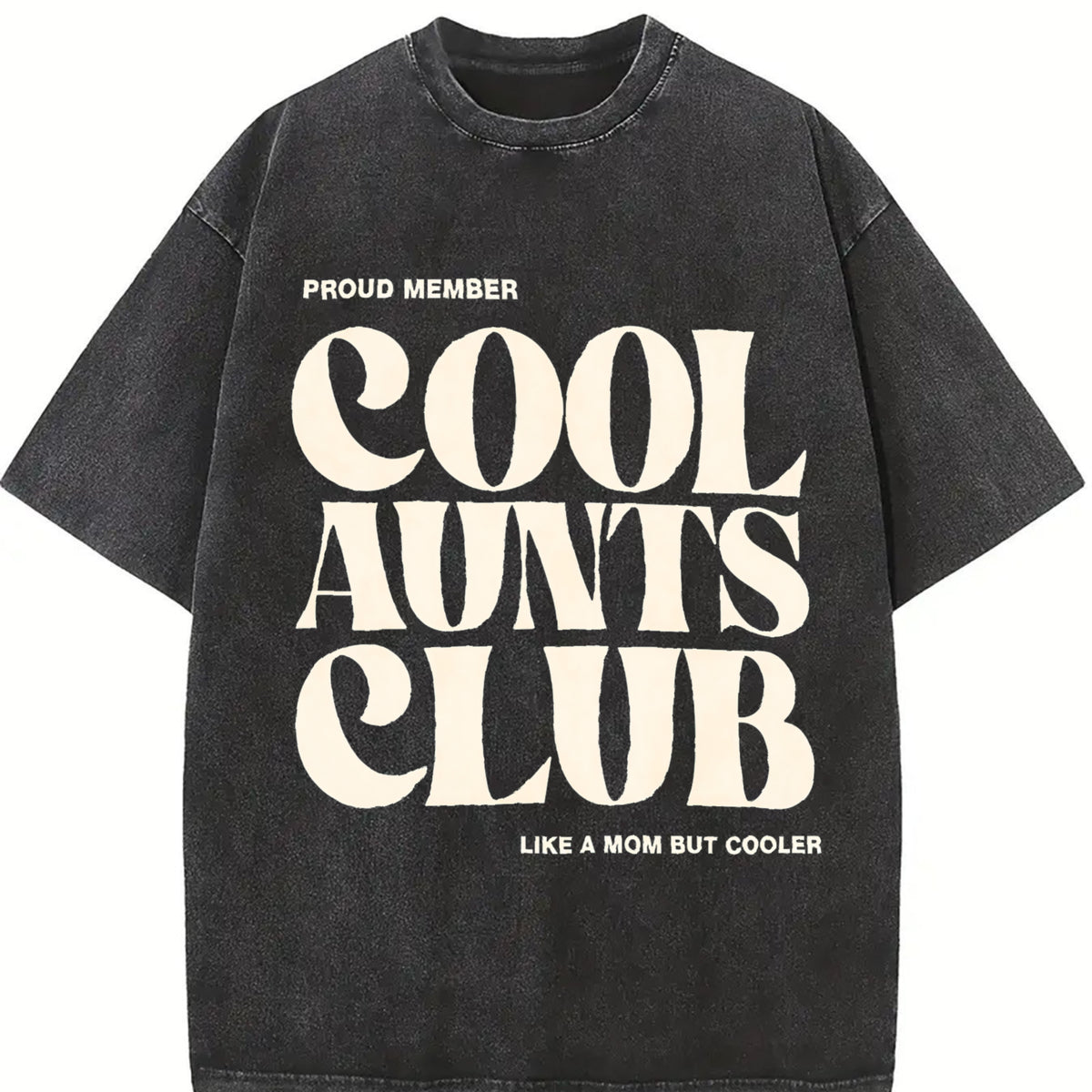 Women's Cool Aunts Club Letter Print Round Neck Tee, Casual Short Sleeve Crew Neck T-shirt for Daily Wear, Ladies Summer Sleepwear, Top, Casual Style Tee