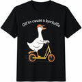 Off To Cause A Kerfuffle Funny Goose Scooter Silly Duck Animal Cotton T-Shirt - Black