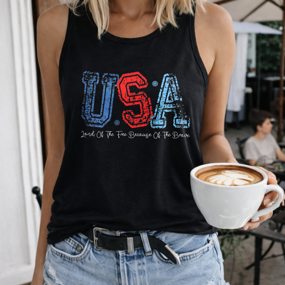 USA Patriotic Women's Tank Top - Black