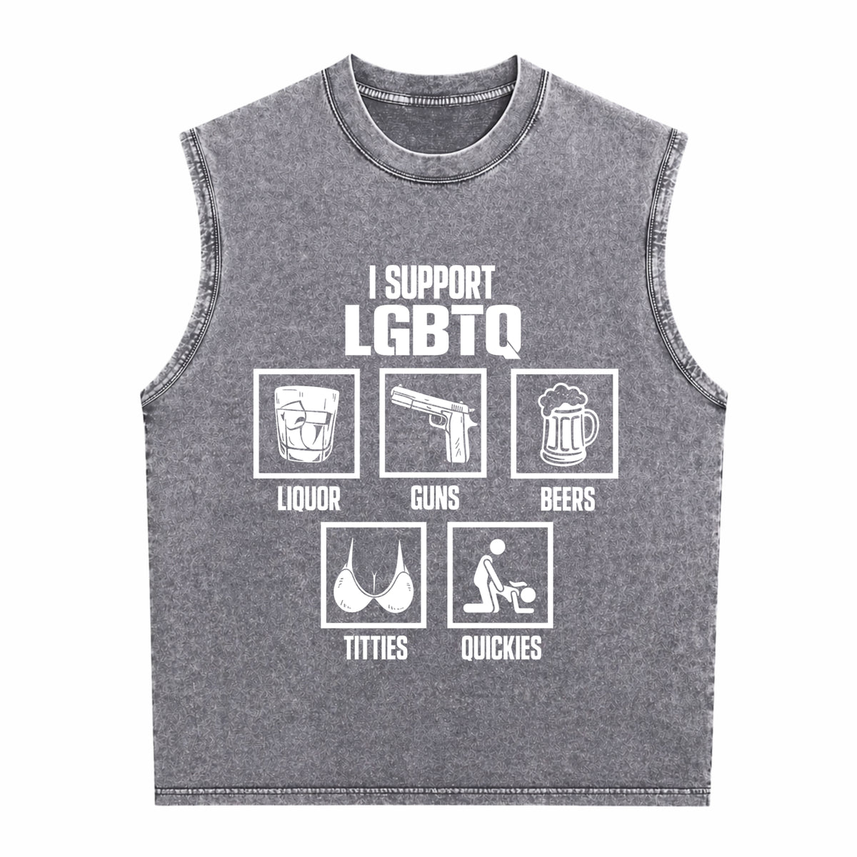 I Support Lgbtq Men's Washed Tank Top - product view